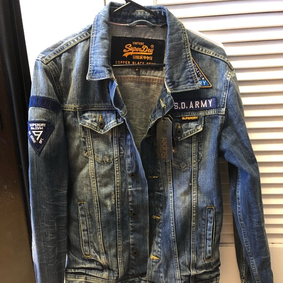 rogue patch trucker denim jacket